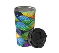 Tasse à café isotherme Motif écailles de poisson arc-en-ciel 500 ml Garde les boissons chaudes pendant des heures, parfait pour le café, le thé et plus encore.