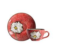Tasse à café japonaise créative en forme de fleur de couleur pure pour la maison fraîche et exquise - rouge