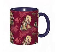 Tasse à café japonaise Ukiyo-E traditionnelle japonaise style geisha oriental rouge soleil dragon imprimé 325 ml tasse à thé en céramique avec poignée pour la maison, le bureau, Noël, anniversaire