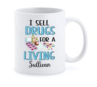 Tasse À Café Je Gagne Ma Vie en Vendant De La Drogue. Céramique Mug Personnalisé Mug Odeurs Mug À Café pour Souvenir Meilleures Amies Cadeau d'anniversaire 330Ml