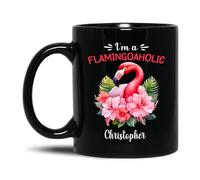 Tasse À Café Je suis Accro Aux Flamants Roses Céramique Mug Personnalisé Mug À Café Anti Taches Mugs pour Cadeaux Réconfortants Cadeau d'anniversaire Souvenir 330Ml