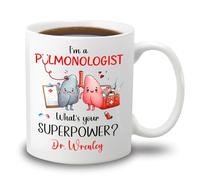 Tasse À Café Je suis Pneumologue. Quel Est Votre Pouvoir ? Tasse en Céramique Rigolo Tasses en Porcelaine Fine Café Tasses pour Anniversaire Cadeau Fêtes Bureau 330 ML