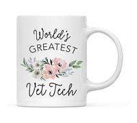 Tasse A Cafe La meilleure technicienne vétérinaire du monde, Roses bohème | Mug Entreprise Lot de 2-330ml Humour Mugs Élégant Tasses A Cafe Nerds Future MariéE