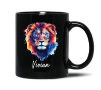 Tasse À Café Lion Noir Coloré Mug Personnalisé Céramique Mug Anti Taches Mugs pour Meilleures Amies Cadeau d'anniversaire Cadeaux Réconfortants 330Ml