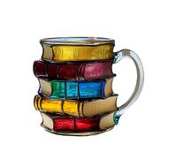 Tasse à café littéraire rétro peinte à la main sur le thème littéraire peint à la main en forme de livre Tasse à café pour les amateurs de lecture Krf136 (jaune, 10 cm)