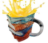 Tasse À Café Livre Peinte - Tasses à Café Originales en Verre - Récipient À Boisson Décoratif Résistant Aux Éclats, Décor De Table Créatif Pour Maison, Salon, Bureau, Bibliothèque,