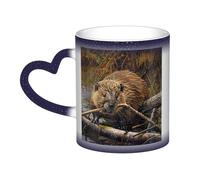 Tasse à café magique avec impression de castor qui change de couleur, sensible à la chaleur