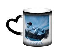Tasse à café magique avec impression de planche à neige - Changement de couleur - Sensible à la chaleur - Tasse à thé