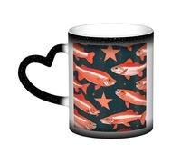 Tasse à café magique avec impression saumon - Changement de couleur - Sensible à la chaleur - Tasse à thé