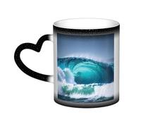 Tasse à café magique avec impression vague de l'océan - Changement de couleur - Sensible à la chaleur - Tasse à thé
