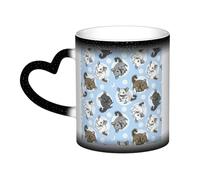Tasse à café magique avec imprimé chinchillas et lune bleu changeant de couleur, tasse à thé sensible à la chaleur