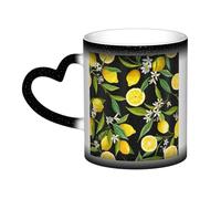 Tasse à café magique avec imprimé citron jaune changeant de couleur, tasse à thé sensible à la chaleur