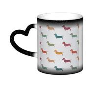 Tasse à café magique avec imprimé de chiens teckels mignons changeant de couleur, tasse à thé sensible à la chaleur