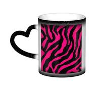 Tasse à café magique avec imprimé léopard et tigre zèbre, rose changeant de couleur, tasse à thé sensible à la chaleur