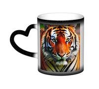 Tasse à café magique avec motif imprimé à rayures oranges et à changement de couleur, tasse à thé sensible à la chaleur