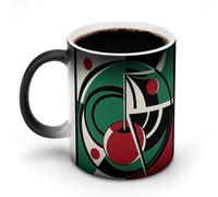 Tasse à café magique en céramique de 325 ml - Sensible à la chaleur - Tasse à café magique à changement de couleur - Illustration cerise noire - Tasse à thé pour homme et femme