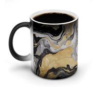Tasse à café magique en céramique sensible à la chaleur de 325 ml - Tasse à café magique à changement de couleur noire et dorée - Tasse à thé pour homme et femme