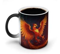 Tasse à café magique orange rouge Phoenix personnalisée à changement de couleur tasse à café sensible à la chaleur avec poignée 325 ml Tasse amusante en céramique pour thé/latte/lait/cacao