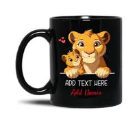 Tasse À Café Maman Et Bébé Lion Noir Céramique Mug Personnalisé Mug À Café Durable Tasse À Thé pour Cadeaux Réconfortants Meilleures Amies Cadeau d'anniversaire 330Ml