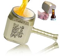 Tasse a Cafe Marteau de Thor Inox,Mug Personnalisé Thor, Verre a Biere Original,Chope à Bière,Cadeau D'anniversaire Amusants Personnalisés pour Hommes Femmes Famille Enfants Amis Collègues 450 ml (Or)