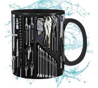 Tasse à café mécanicien, grande tasse en céramique avec poignée, tasse à café amusante en céramique noire, boîte à outils créative pour homme ingénieur, papa
