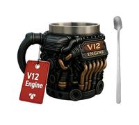 Tasse à café mécanique - Tasse de style moteur V12 | Verres à double paroi en acier inoxydable, porte-boisson isolé réaliste avec jardin extérieur balcon pique-nique camping fête utilisation hivernale