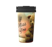 Tasse à café « Miss You Bear » - Tasse à café isotherme à double paroi isotherme pour chaud et froid - 473,6 g - Compatible avec le bureau, l'école, les fêtes, le camping