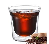 Tasse à café moderne en verre - Tasses à café en verre, tasse à boisson chaude | Verres transparents résistants à la chaleur, tasses à café isothermes pour café, thé, whisky, cocktails et la plupart