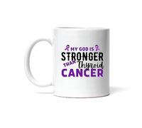 Tasse À Café Mon Dieu Est Plus Fort Que Le Ruban Violet De Sensibilisation Au Cancer De La Thyroïde Mugs Personnalisé Mug À Café Anti Taches pour Souvenir Meilleures Amies 330Ml