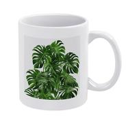 Tasse à café Monstera Deliciosa Banana Palm, mug blanc tendance avec anse, tasse à thé moderne, mug à café en céramique personnalisé, grand mug à sublimation, cadeau pour adultes, idéal pour la maison