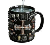 Tasse à café moteur - Nouvelle tasse mécanique avec poignée antidérapante, vaisselle créative sur le thème de l'automobile, design bloc résistant à la chaleur, pour les amateurs de voitures |
