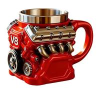 Tasse À Café Moteur Rétro - Tasse En Acier Inoxydable Moteur V8, TasseDe Voiture Isolée À Double Paroi Personnalisée Avec Poignée, T-asse À Café En Forme De M-oteur Réaliste Pour Les Amateurs
