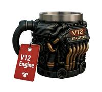 Tasse à café moteur V12 | Gobelet à café isotherme à double paroi en acier inoxydable 300 ml V12 | Tasse à café avec thème moteur - Pour hiver, maison, patio, balcon, extérieur, jardin, parc, golf