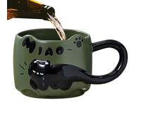 Tasse à café - Motif chat mignon - 380 ml - Passe au micro-ondes - Pour lait, latte, cappuccino, jus, soda, bière, cuisine, bureau, anniversaire, pendaison de crémaillère, fête pour homme et femme