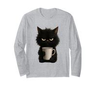 Tasse à café Motif Chat Noir Grincheux Manche Longue