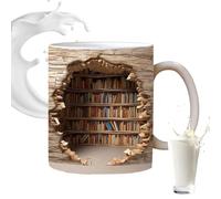 Tasse à café motif livre | Motif plat 2D 350 ml | Tasse à café fantaisie en céramique pour femme, lectrice, club de livre, rat de bibliothèque, anniversaire, bar, latte, cuisine, Noël, amateurs d'eau