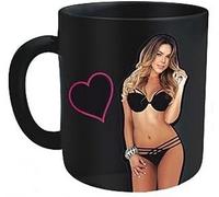 Tasse à café, mug sexy thermo-réactif déshabilleur femme cheveux longs chatain, en céramique, 25 cl