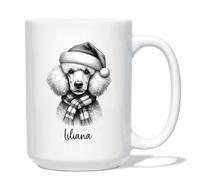 Tasse À Café Noël du Caniche Standard Tasse en Céramique Fine Café Tasses Exceptionnels Tasses en Porcelaine pour Cadeau Fêtes Papa Cadeaux Cadeauxs 330 ML