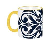 Tasse à café noire géométrique avec poignée, motif fleur et feuille de diamant, tasse à thé, tasse à boire, tasses à café en céramique réutilisables, tasses à café amusantes et fantaisie, tasses, ca