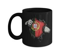 Tasse à café noire I Love Portugal 325 ml Drapeau portugais Pride Novelty Lisbonne