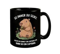 Tasse à café noire speecheese Capybara avec illustration Capybara, texte inspirant et ajout humoristique pour la bonne humeur - Capacité : environ 300 ml