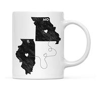 Tasse à cafe Noirs et Blancs de l'Illinois et du Missouri Mug Filles Lot | de 2-330ml Réutilisable Tasses A Cafe Humour Tasses éVéNement CollèGue