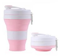 Tasse à café nomade pliable en silicone avec paille | Gobelet de voyage 600ml rechargeable pour camping, salle de sport, bureau & école | Compacte et portable