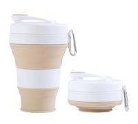 Tasse à café nomade pliable en silicone avec paille | Gobelet de voyage 600ml rechargeable pour camping, salle de sport, bureau & école | Compacte et portable