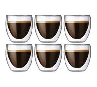 Tasse à café - Originale - Verre - Double paroi - 80ml - Set de 6 pièces
