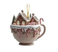Tasse à café - Ornements de Noël | Décorations de Noël | Maisons de neige de Noël Ornements de tasse de chocolat chaud, 2D Acrylique Décoration d'arbre de Noël Charm Pendentif à thème Cocoa chaud pour