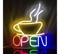 Tasse à café ouvert néon sign LED néon sign USB alimentation décoration murale néon café sign beauté Bistro café restaurant Cuisine vitrine signe de bienvenue (14.17 "* 11.81)