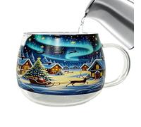 Tasse À Café Peinte Transparente De Noël, Tasse En Verre De Flocon De Neige Peinte À La Main, Récipients De Boissons Festives De Cuisine Saisonnière De 300 Ml Pour Boissons Froides Au Cacao Chaud