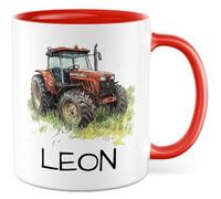 Tasse à café personnalisable - Motif : tracteur - Cadeau - 330 ml - En céramique - Agriculture, agriculteur, conducteur de tracteur