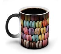 Tasse à café personnalisée à changement de couleur par le chaud et le froid, tasse à café à effet décolorant, tasse en céramique premium aux saveurs de macarons et biscuits, tasse à thé magique et am